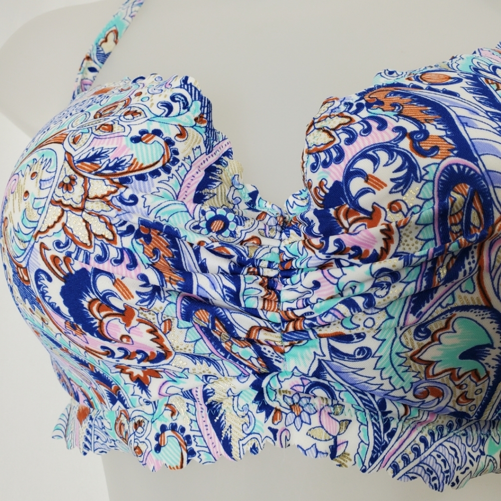 Victoria's Secret Bikini Set Blue Paisley Top - Picture 4 of 11